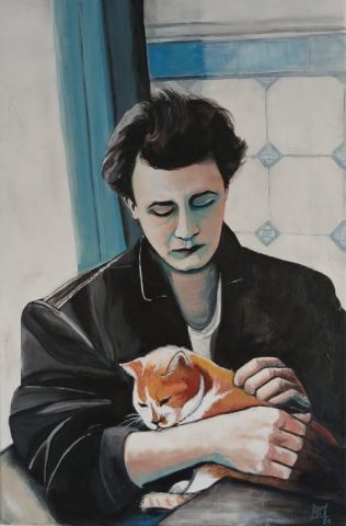 Licht & Schatten - Junger Mann mit Katze - Sonja Reiche